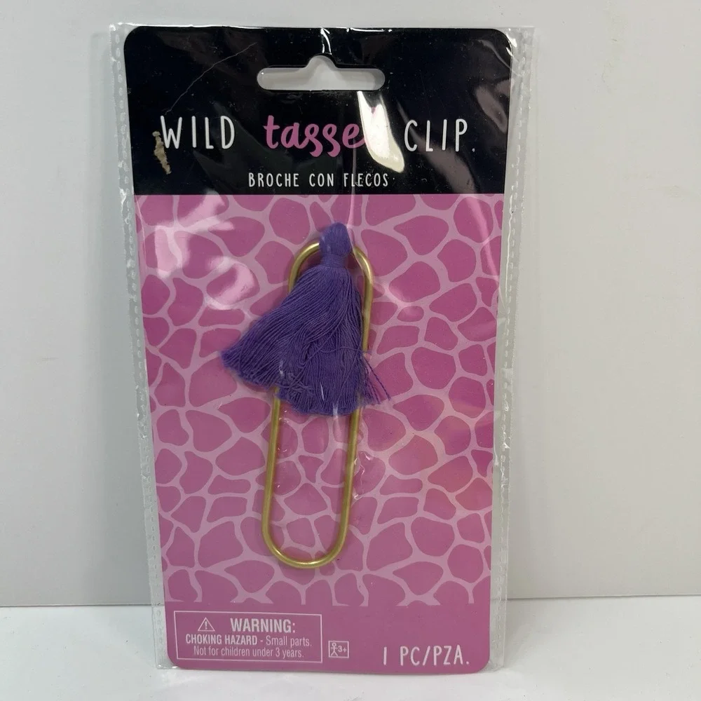 Amscan Wild Tassel Clip Unisex OS Purple New Gold Tone Paperclip Bookmark